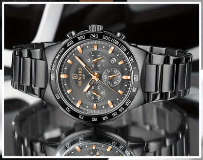 Men's Quartz Watch - Chronograph Sport REWARD VIP Luminous Stainless Steel Wristwatch Ice Blue - product detail view 22