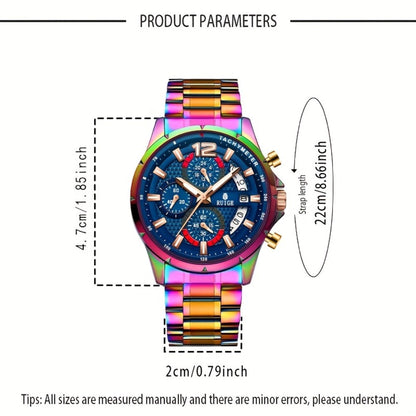 Women's Quartz Watch - Colorful 's with Date Display & Night Light Stainless Steel Band, Trendy - product detail view 4