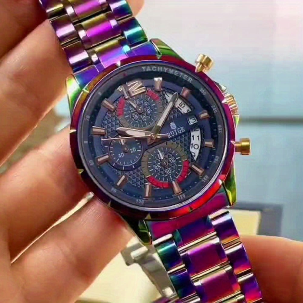 Women's Quartz Watch - Colorful 's with Date Display & Night Light Stainless Steel Band, Trendy - product detail view 8