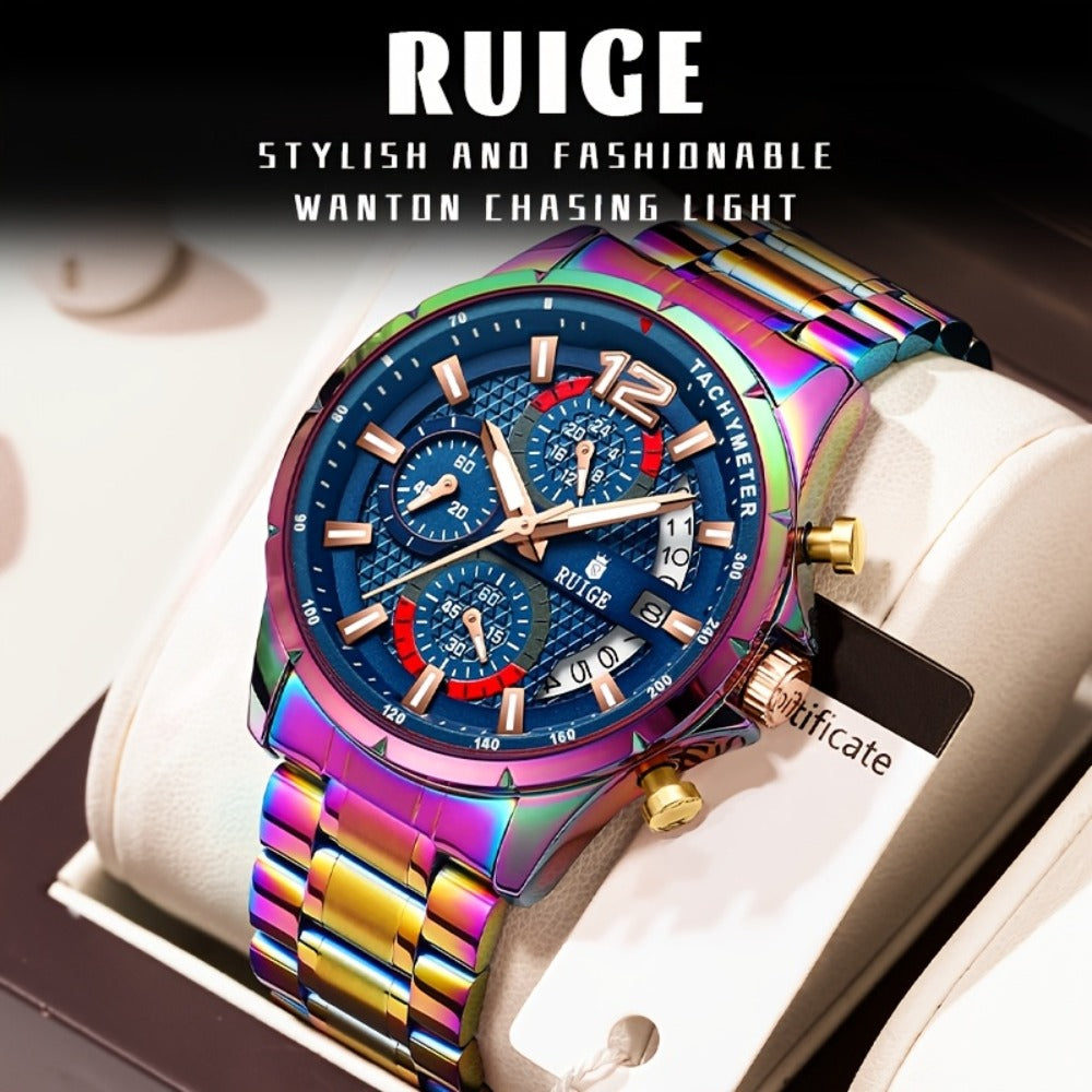 Women's Quartz Watch - Colorful 's with Date Display & Night Light Stainless Steel Band, Trendy - product detail view 9