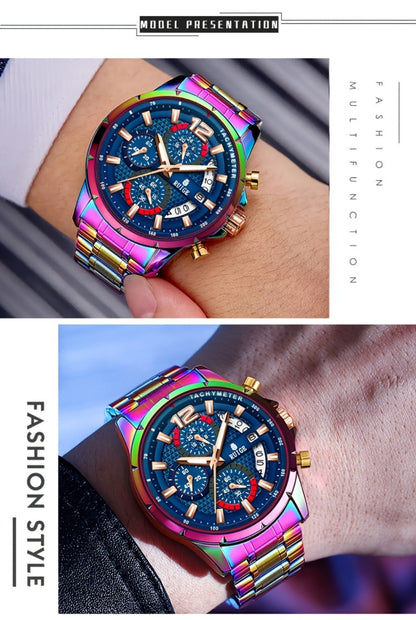Women's Quartz Watch - Colorful 's with Date Display & Night Light Stainless Steel Band, Trendy - product detail view 13