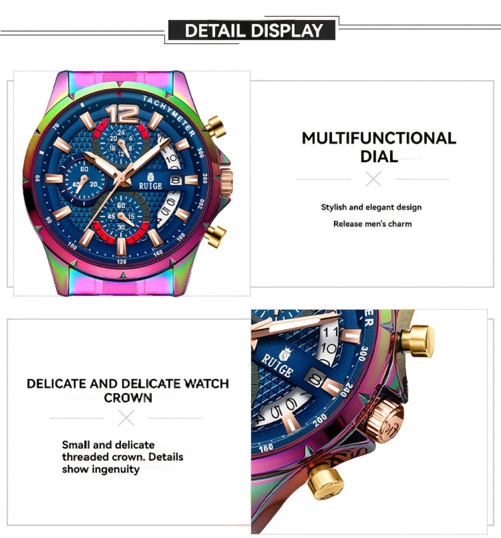 Women's Quartz Watch - Colorful 's with Date Display & Night Light Stainless Steel Band, Trendy - product detail view 14