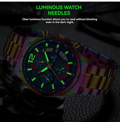 Women's Quartz Watch - Colorful 's with Date Display & Night Light Stainless Steel Band, Trendy - product detail view 15