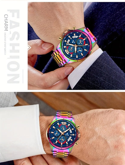 Women's Quartz Watch - Colorful 's with Date Display & Night Light Stainless Steel Band, Trendy - product detail view 16
