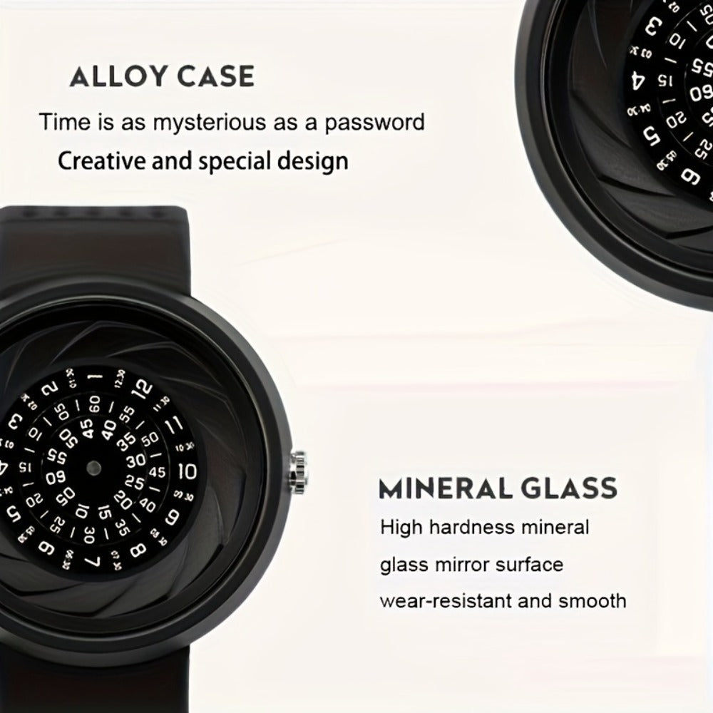 Men's Quartz Watch - Concept Password Dial for Unique Fashion Wristwatch with Extra Strap & - product detail view 5