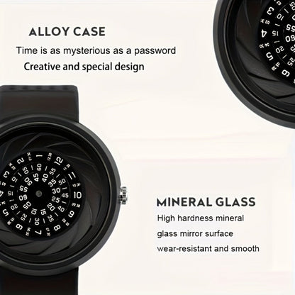 Men's Quartz Watch - Concept Password Dial for Unique Fashion Wristwatch with Extra Strap & - product detail view 5