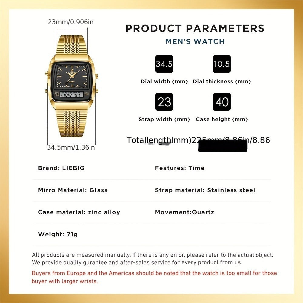 Men's Quartz Watch - Dual Display for Women LIEBIG Luxury Business Wristwatch with Digital - product detail view 6
