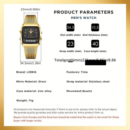 Men's Quartz Watch - Dual Display for Women LIEBIG Luxury Business Wristwatch with Digital - product detail view 6