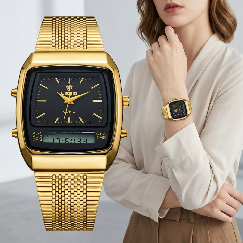 Men's Quartz Watch - Dual Display for Women LIEBIG Luxury Business Wristwatch with Digital - product detail view 10