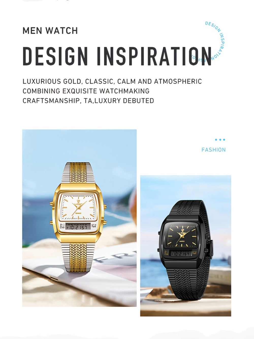Men's Quartz Watch - Dual Display for Women LIEBIG Luxury Business Wristwatch with Digital - product detail view 15