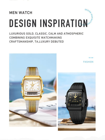 Men's Quartz Watch - Dual Display for Women LIEBIG Luxury Business Wristwatch with Digital - product detail view 15