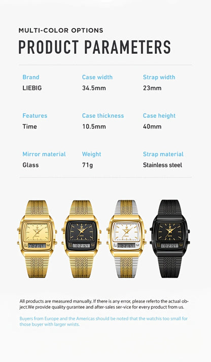 Men's Quartz Watch - Dual Display for Women LIEBIG Luxury Business Wristwatch with Digital - product detail view 16