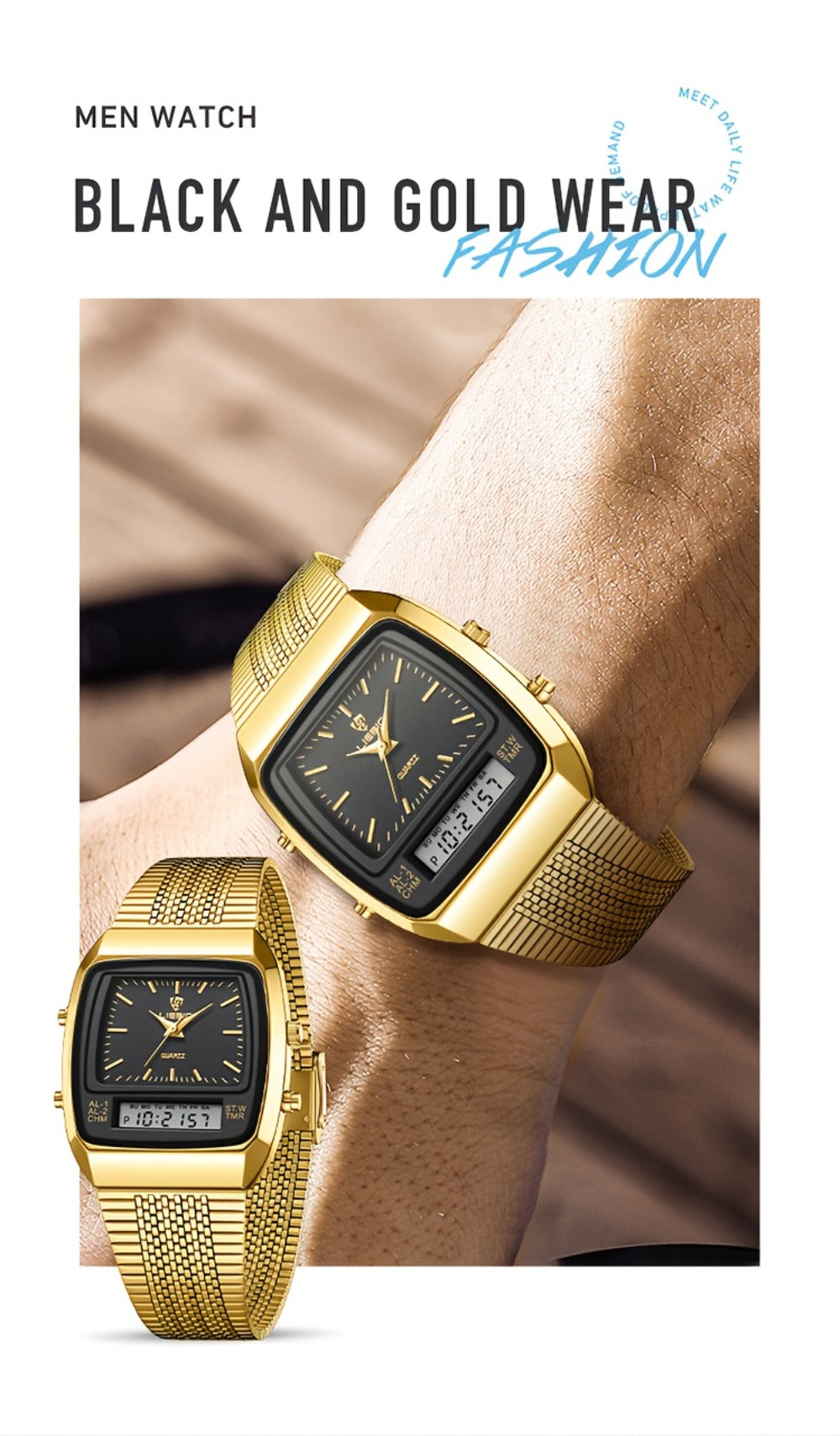 Men's Quartz Watch - Dual Display for Women LIEBIG Luxury Business Wristwatch with Digital - product detail view 20