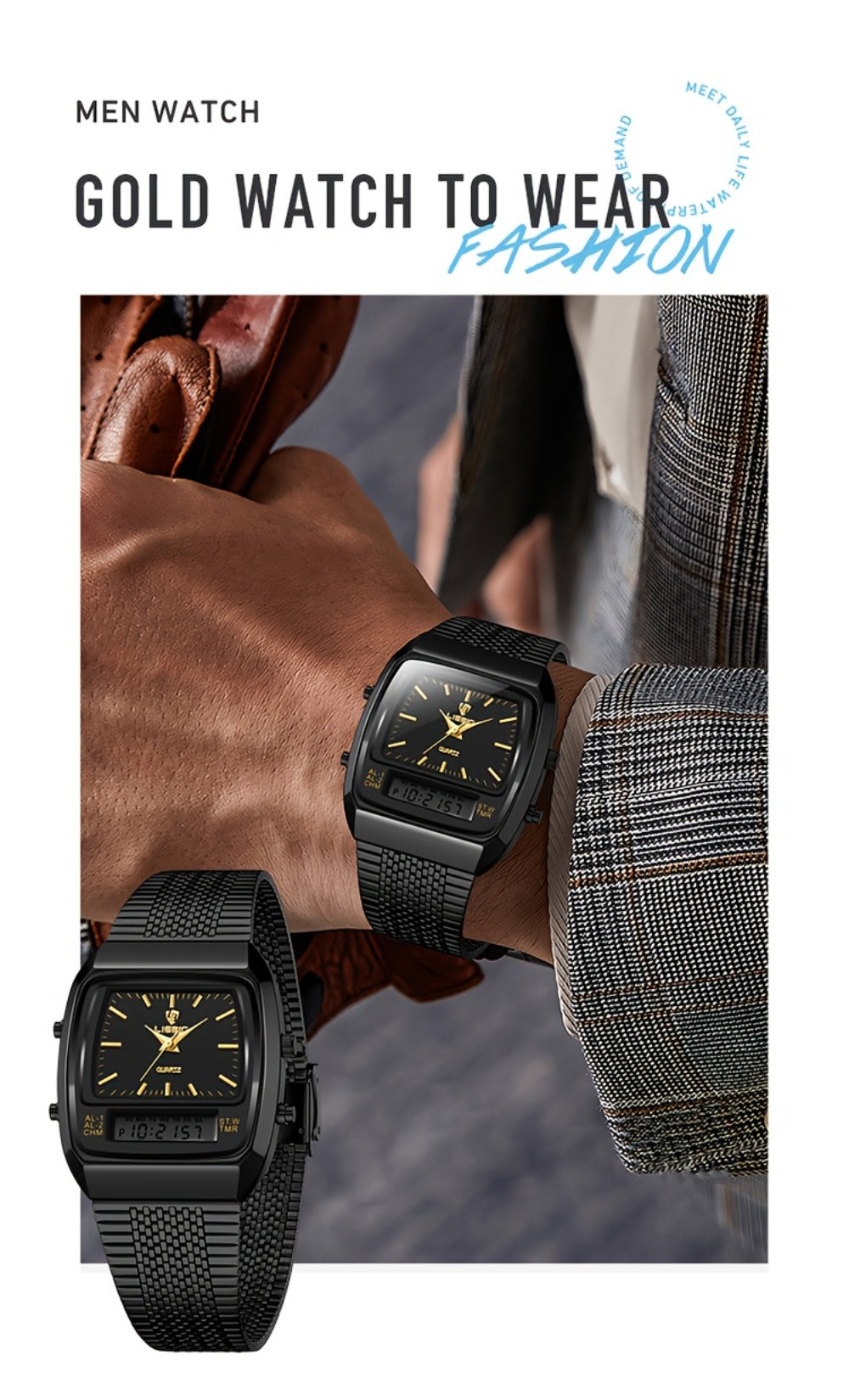 Men's Quartz Watch - Dual Display for Women LIEBIG Luxury Business Wristwatch with Digital - product detail view 26
