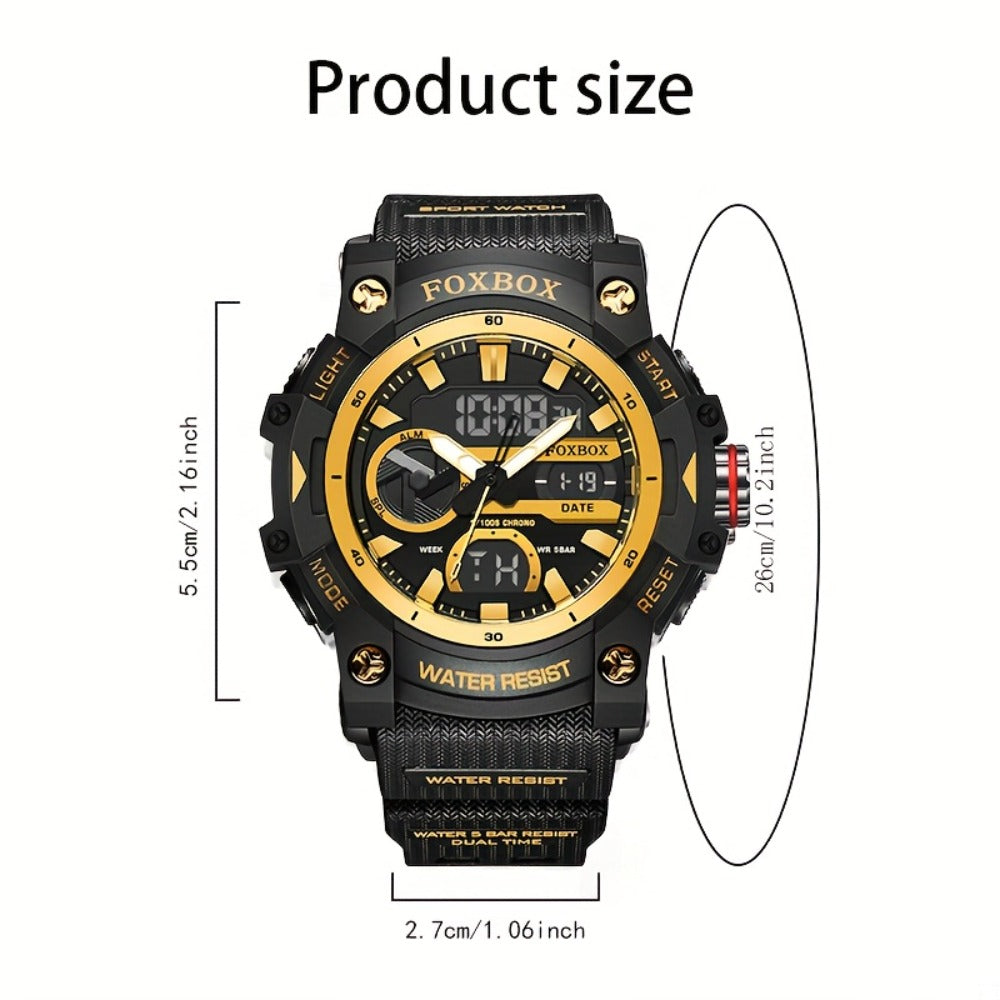 Men's Quartz Watch - FOXBOX LED Digital Night Light Stopwatch Multifunctional Outdoor Hiking - product detail view 2
