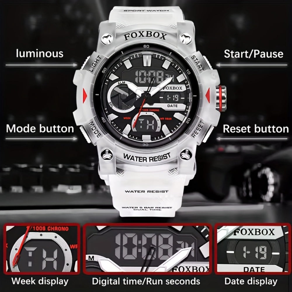 Men's Quartz Watch - FOXBOX LED Digital Night Light Stopwatch Multifunctional Outdoor Hiking - product detail view 12