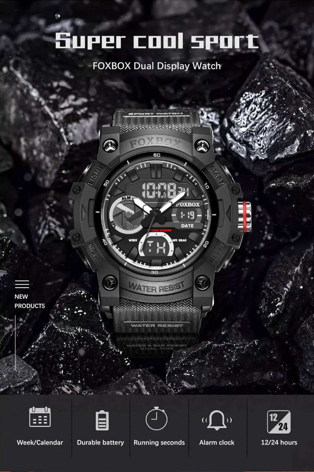 Men's Quartz Watch - FOXBOX LED Digital Night Light Stopwatch Multifunctional Outdoor Hiking - product detail view 15