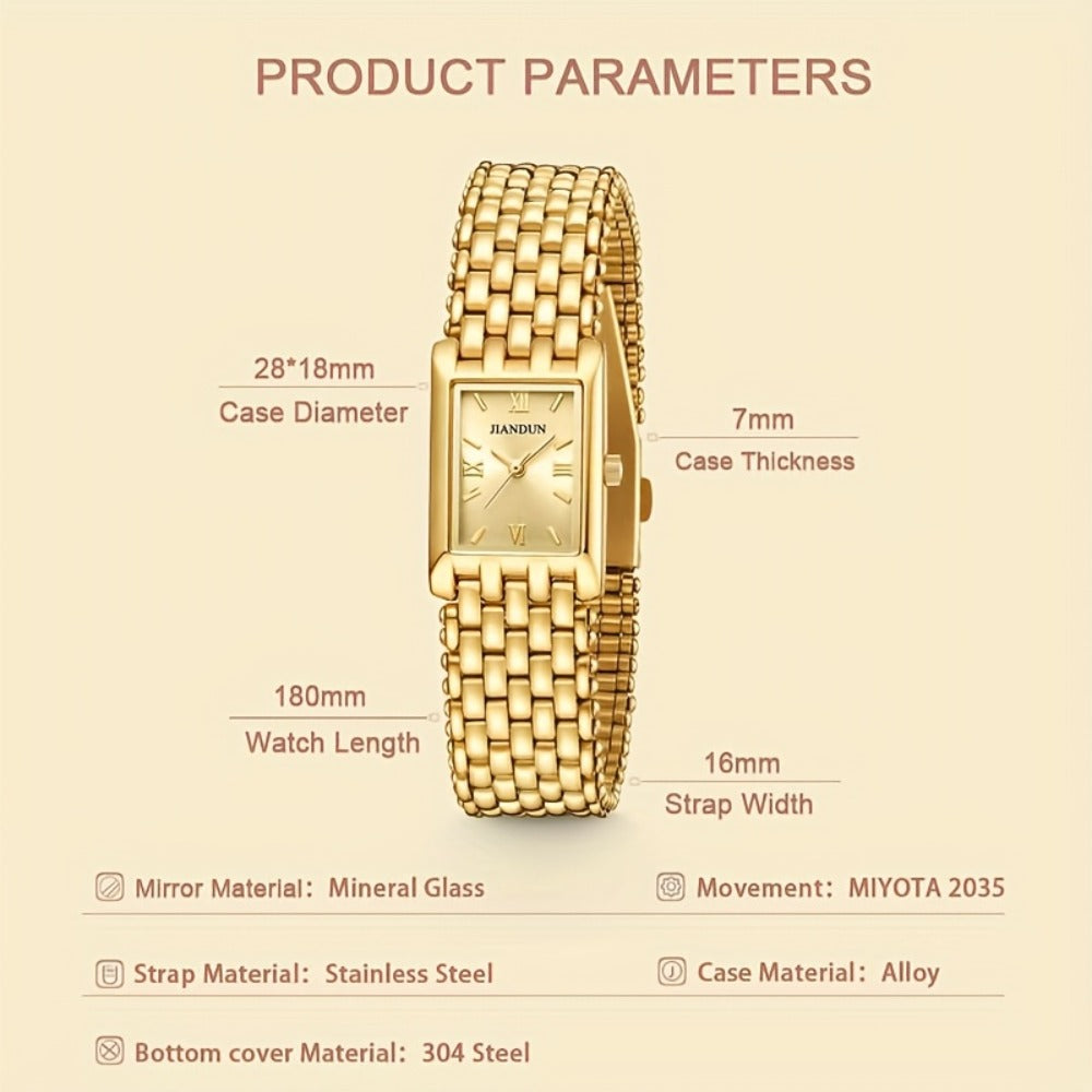 Women's Quartz Watch - Gold Bracelet for Vintage Ladies Wristwatch, Stainless Steel Band - product detail view 5