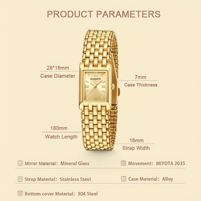 Women's Quartz Watch - Gold Bracelet for Vintage Ladies Wristwatch, Stainless Steel Band - product detail view 5