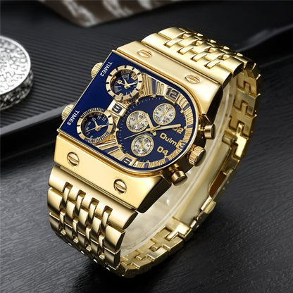 Men's Quartz Watch - Gold for Luxury Chronograph Roman Numeral Dial Date Multi-Timezone Alloy - product detail view 8
