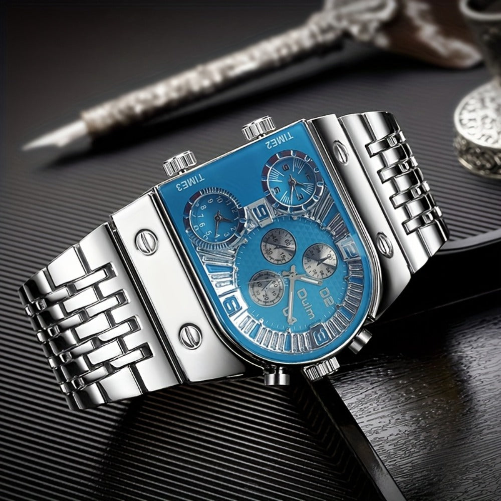 Men's Quartz Watch - Gold for Luxury Chronograph Roman Numeral Dial Date Multi-Timezone Alloy - product detail view 9