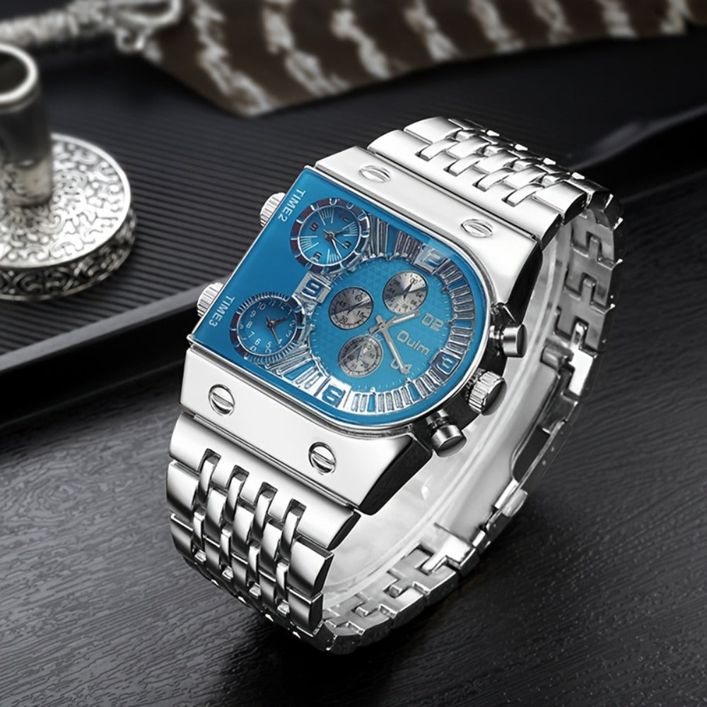 Men's Quartz Watch - Gold for Luxury Chronograph Roman Numeral Dial Date Multi-Timezone Alloy - product detail view 10