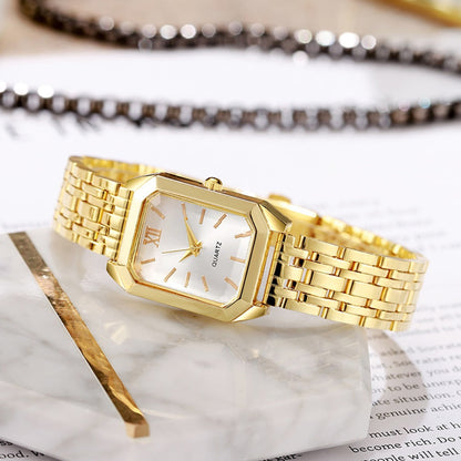 Women's Quartz Watch - Gold Tone Set for 2 Piece Elegant Luxury Rectangular Dial Analog - product detail view 6