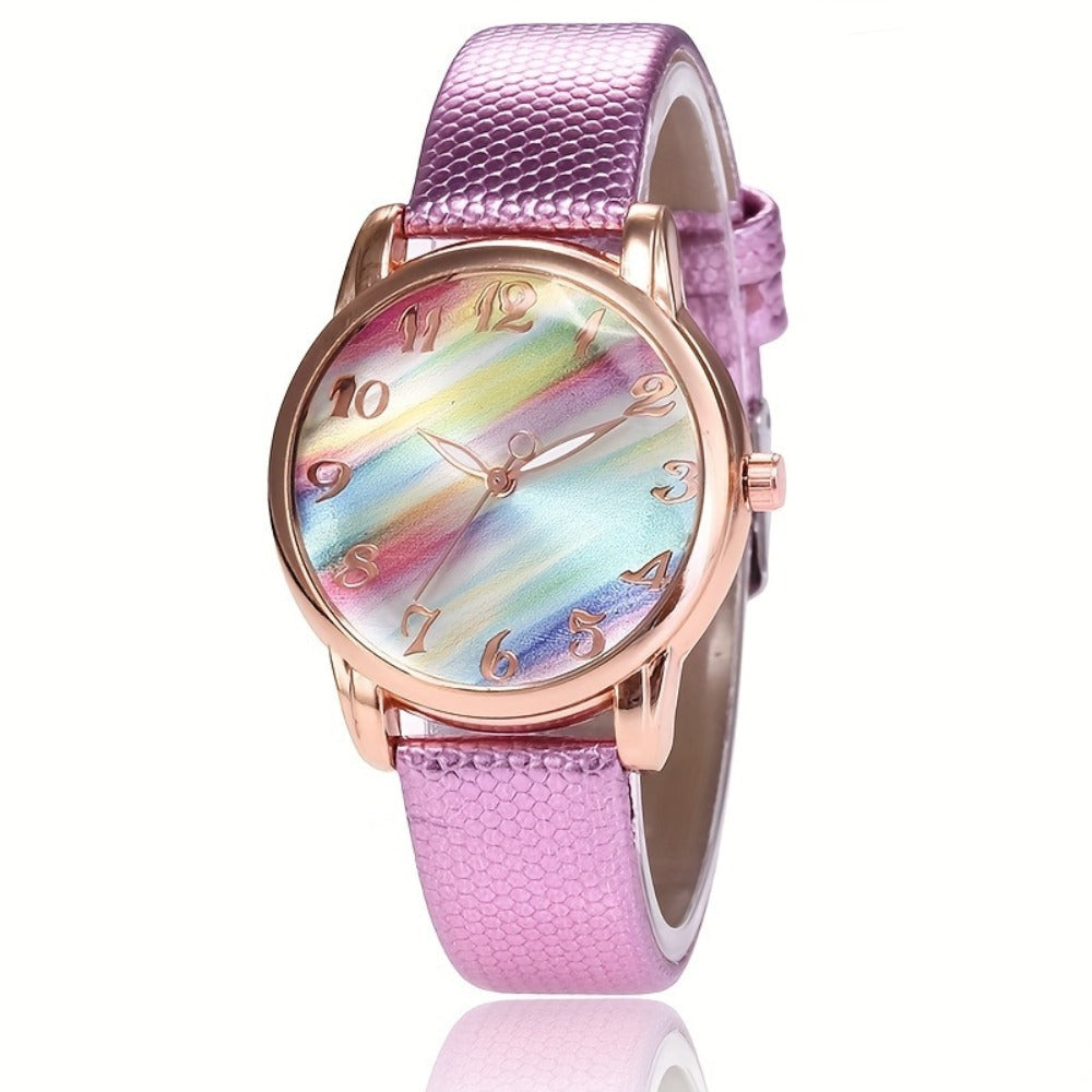Women's Quartz Watch - Graphic Color for Girls Cute Fashion Analog Wristwatch with Colorful - product detail view 3
