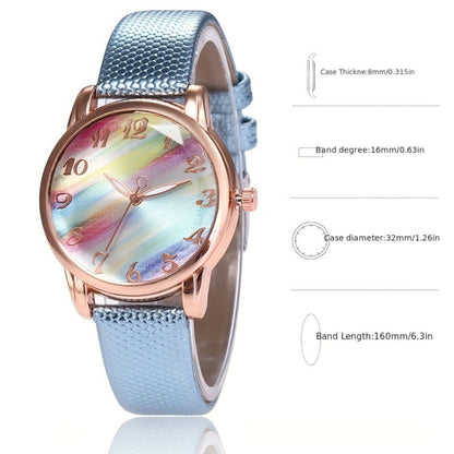 Women's Quartz Watch - Graphic Color for Girls Cute Fashion Analog Wristwatch with Colorful - product detail view 6