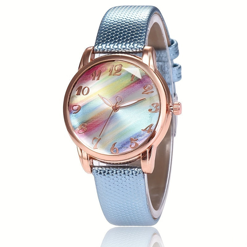 Women's Quartz Watch - Graphic Color for Girls Cute Fashion Analog Wristwatch with Colorful - product detail view 11