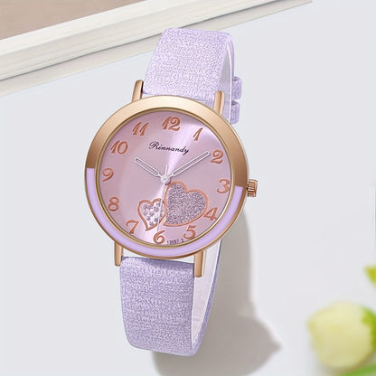 Women's Quartz Watch - Heart for Candy Color Wristwatch, Cute Zinc Alloy Case & Band, Fashion - product detail view 5