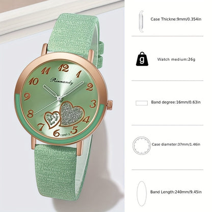 Women's Quartz Watch - Heart for Candy Color Wristwatch, Cute Zinc Alloy Case & Band, Fashion - product detail view 6