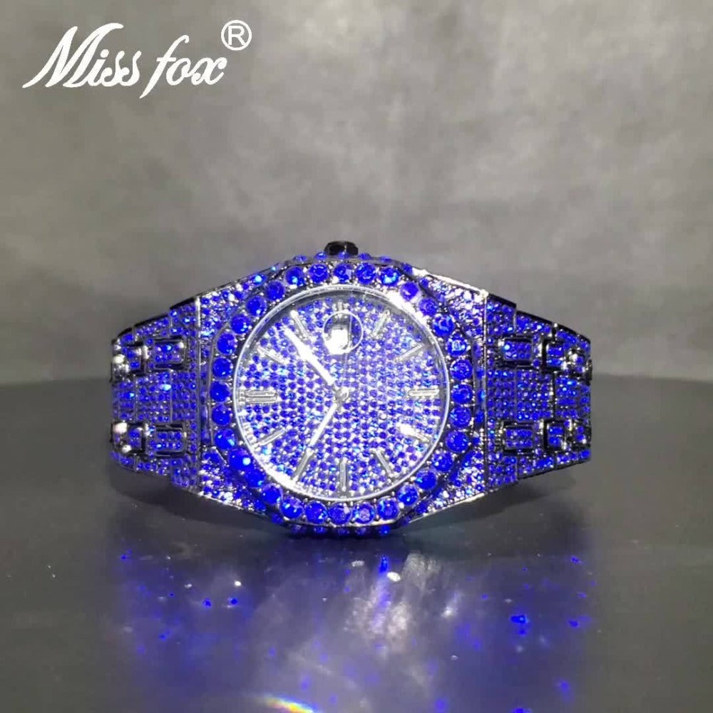 Men's Quartz Watch - Iced Out Rhinestone for Hip Hop Luxury Wristwatch, Luminous Dial, Zinc - product detail view 8