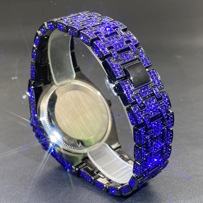 Men's Quartz Watch - Iced Out Rhinestone for Hip Hop Luxury Wristwatch, Luminous Dial, Zinc - product detail view 10