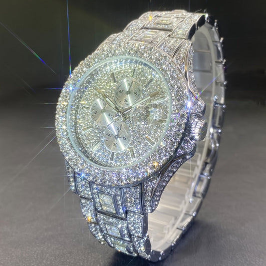 Men's Quartz Watch - Iced Out Rhinestone for & Women Hip Hop Luxury Bling Wristwatch - main product view