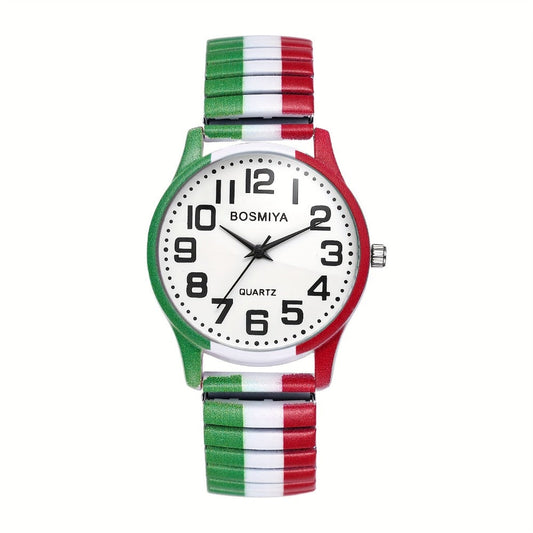 Men's Quartz Watch - Italian Flag Color for Women - Analog Wristwatch with Stainless Steel - main product view
