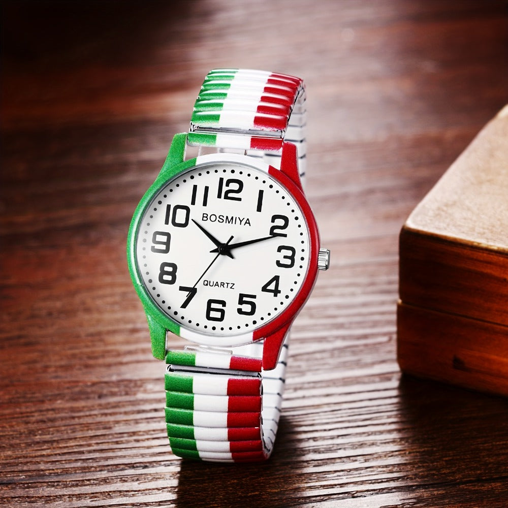 Men's Quartz Watch - Italian Flag Color for Women - Analog Wristwatch with Stainless Steel - product detail view 2