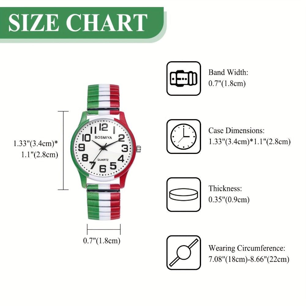 Men's Quartz Watch - Italian Flag Color for Women - Analog Wristwatch with Stainless Steel - product detail view 4