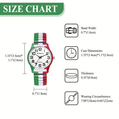 Men's Quartz Watch - Italian Flag Color for Women - Analog Wristwatch with Stainless Steel - product detail view 4