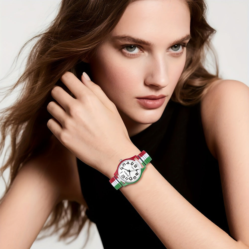 Men's Quartz Watch - Italian Flag Color for Women - Analog Wristwatch with Stainless Steel - product detail view 7