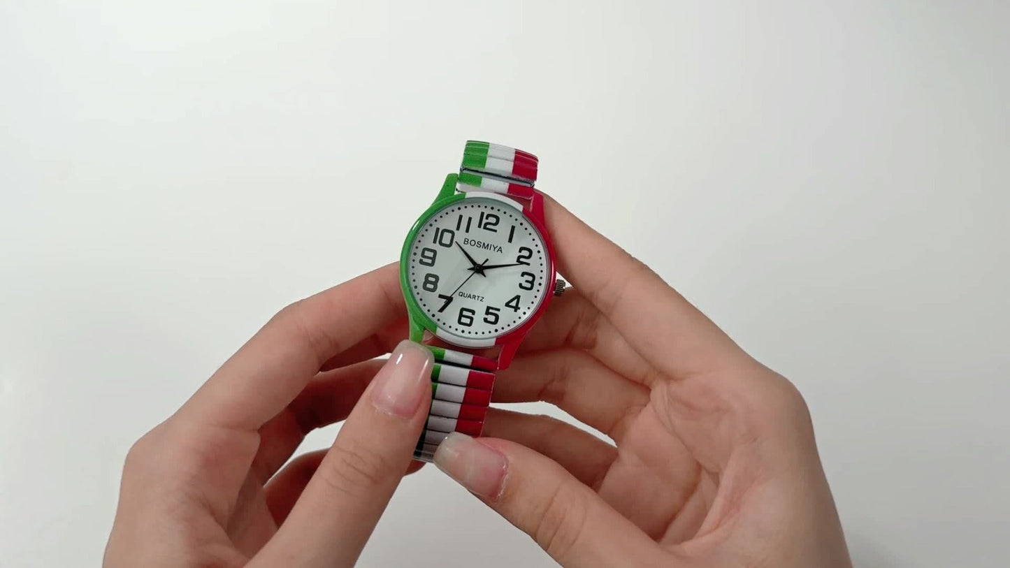 Men's Quartz Watch - Italian Flag Color for Women - Analog Wristwatch with Stainless Steel - product detail view 8