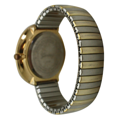 Women's Quartz Watch - Large Face for Metallic Shiny Two-Tone Stretch Band, Big Dial Wristwatch - product detail view 2