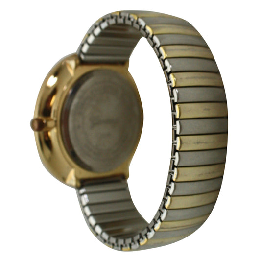 Women's Quartz Watch - Large Face for Metallic Shiny Two-Tone Stretch Band, Big Dial Wristwatch - product detail view 2