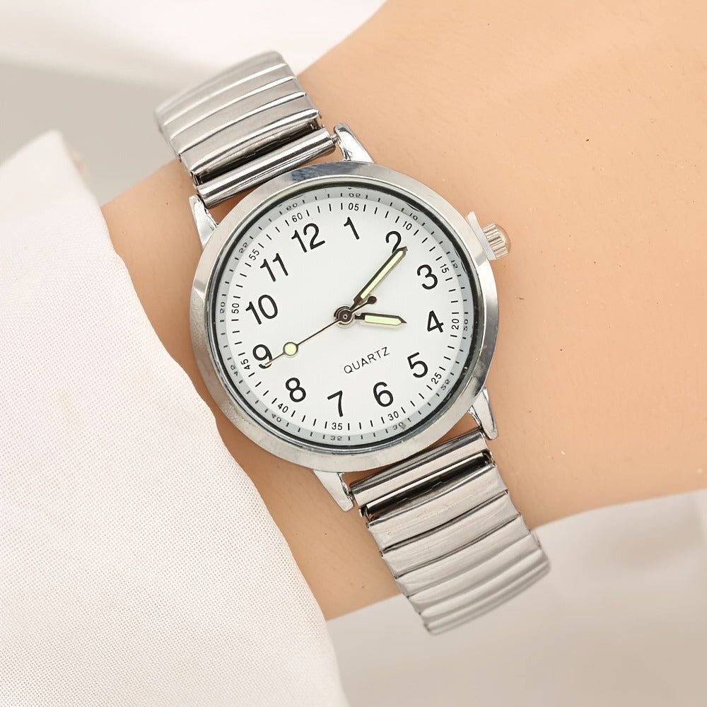 Women's Quartz Watch - Luminous 's with Elastic Band Adjustable Wristwatch, Glow in Dark Dial - product detail view 4