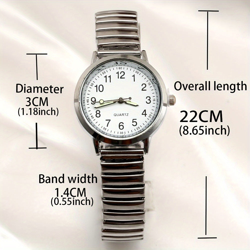 Women's Quartz Watch - Luminous 's with Elastic Band Adjustable Wristwatch, Glow in Dark Dial - product detail view 5