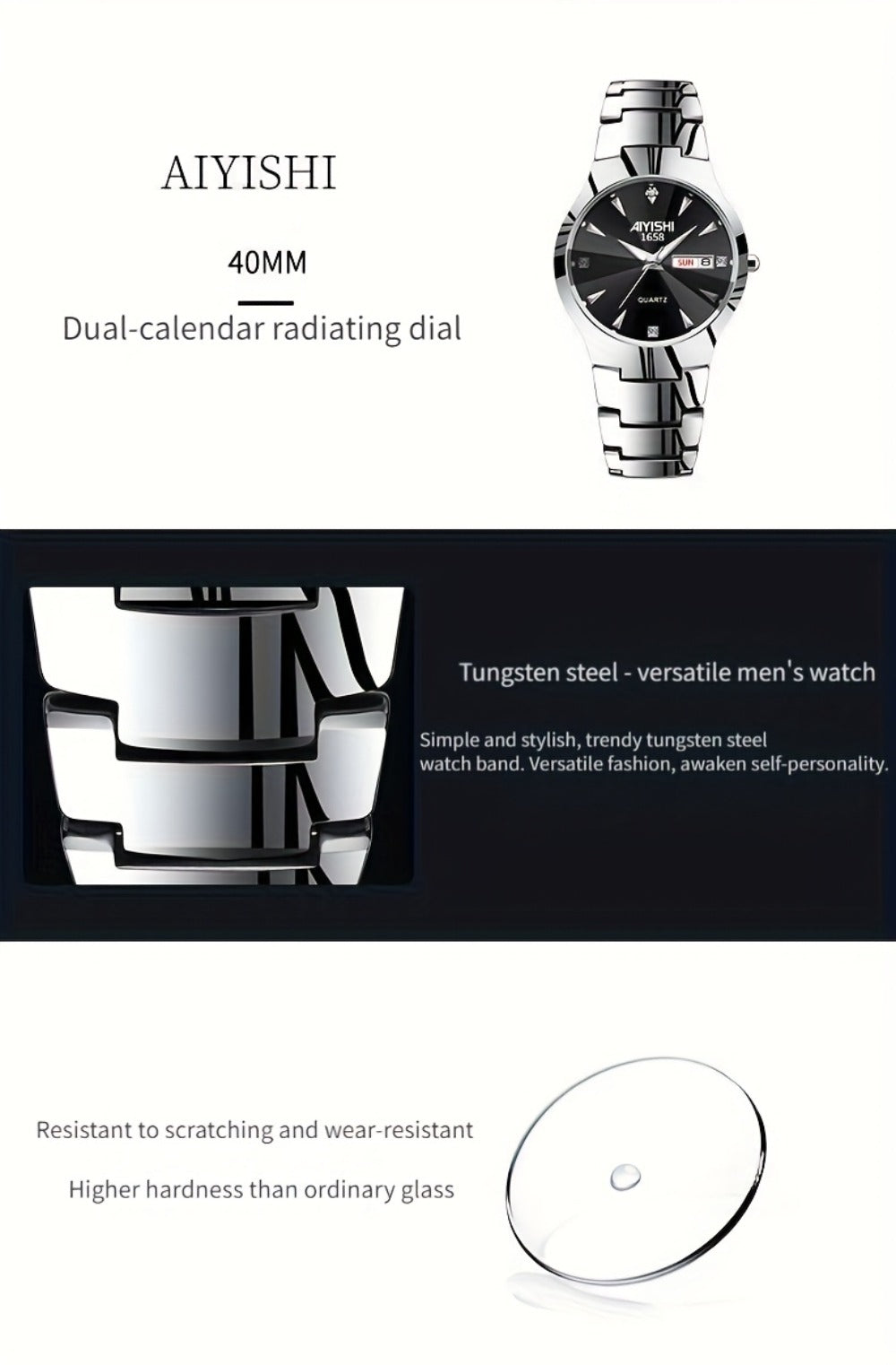 Men's Quartz Watch - Luxury Business for Luminous Double Date Elegant High-End Simple Trend - product detail view 19