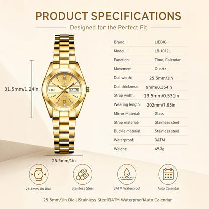 Women's Quartz Watch - Luxury 's Japan Movement Luminous Hands Stainless Steel Band - Elegant - product detail view 2