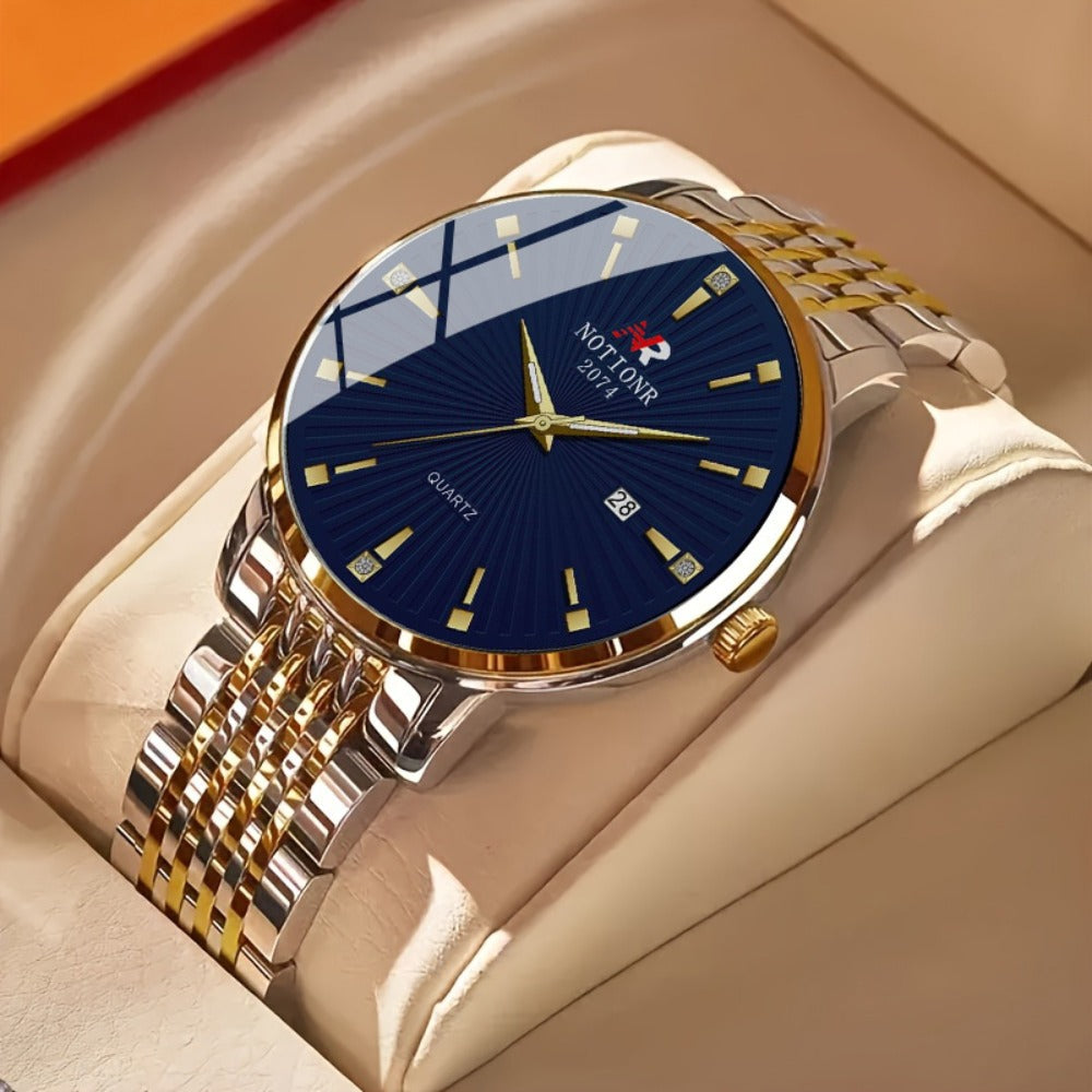 Men's Quartz Watch - Minimalist 's Stainless Steel Band Date Display Round Dial Business Casual - product detail view 2