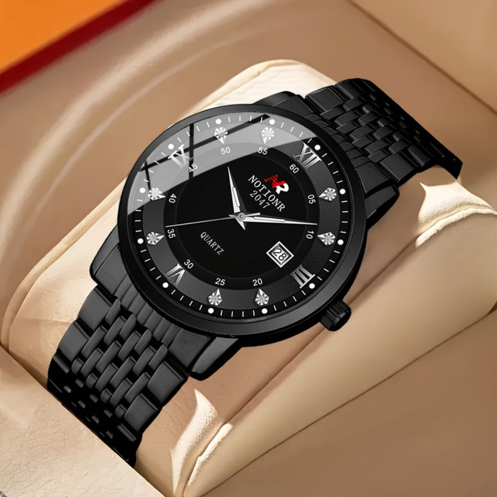 Men's Quartz Watch - Minimalist 's Stainless Steel Band Date Display Round Dial Business Casual - product detail view 5