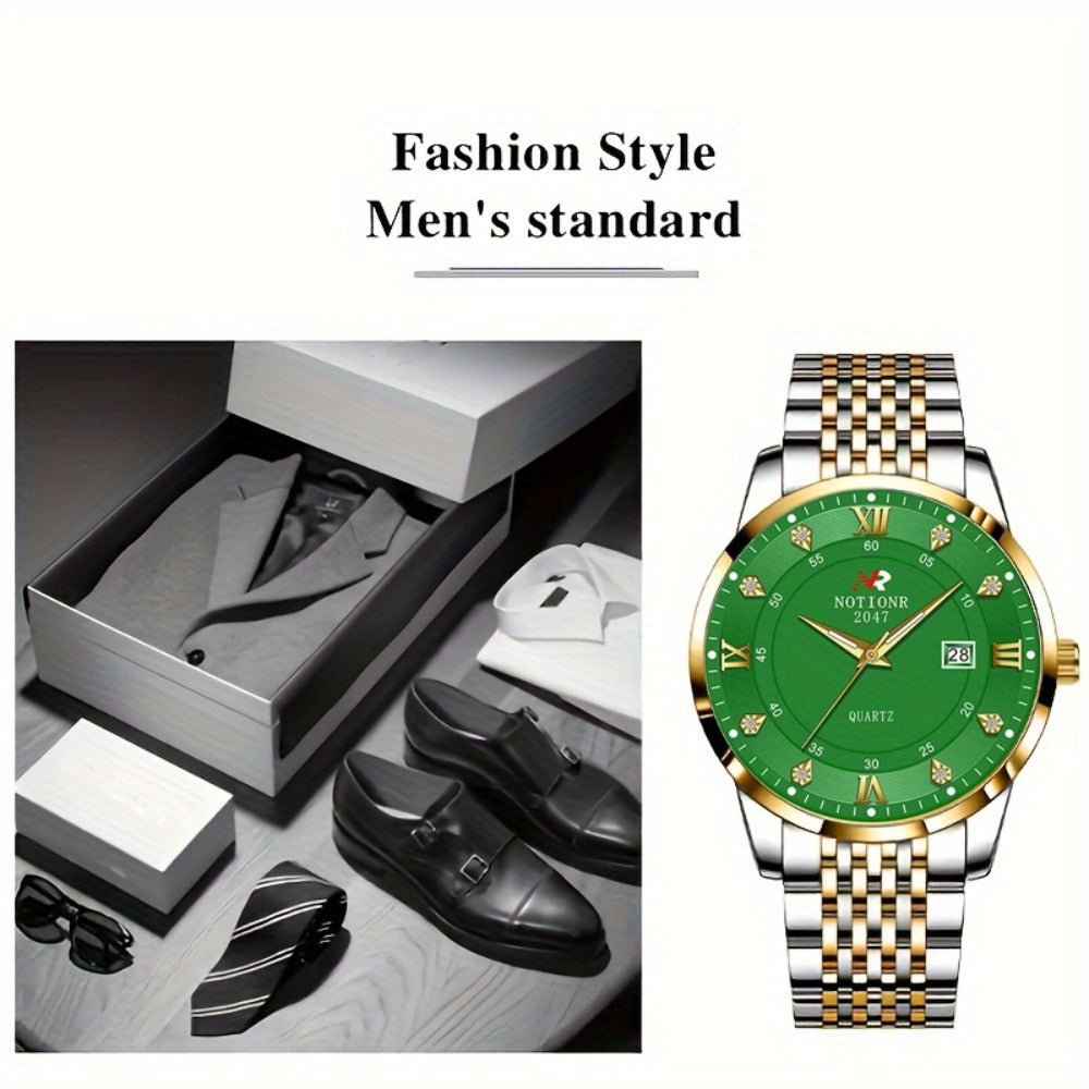 Men's Quartz Watch - Minimalist 's Stainless Steel Band Date Display Round Dial Business Casual - product detail view 6
